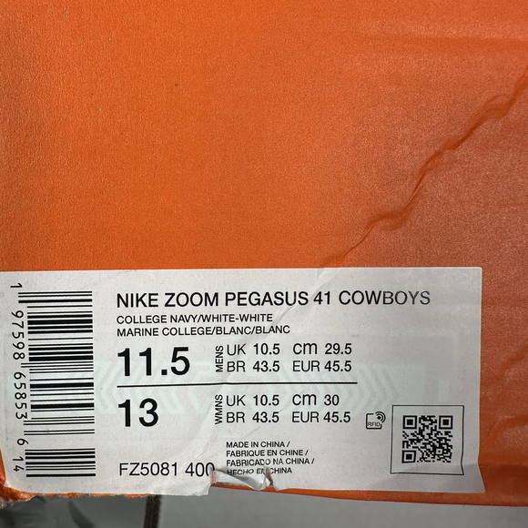 Nike Air Zoom Pegasus 41 Dallas Cowboys Men's 11.5 Navy White FZ5081-400 - Picture 9 of 9